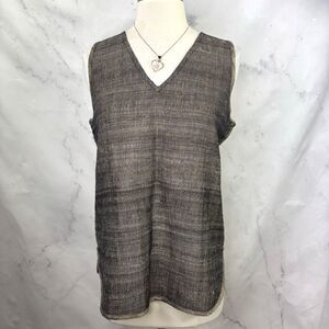 Rujuta Sheth Blouse Women M S  Brown Relaxed Fit Top Lagenlook V Neck Raw Art